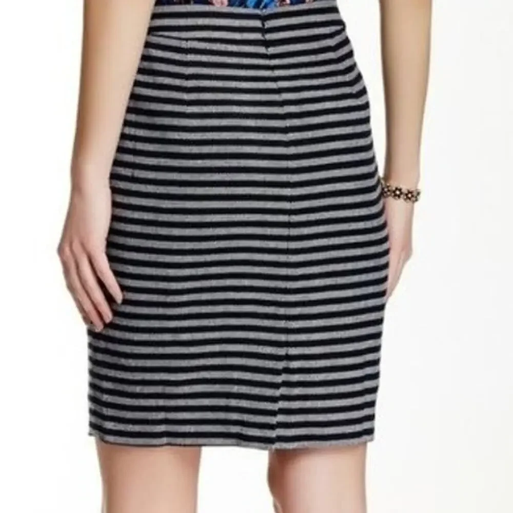 J. Crew Textured Tweed Pencil Lined Mini Skirt Vertical Stripe 0 Navy Blue